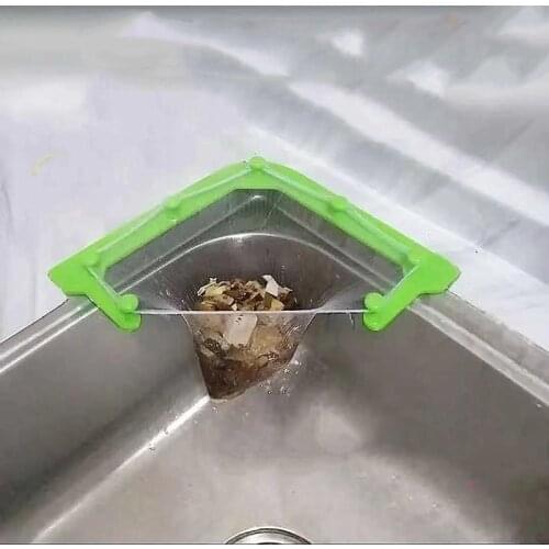 Multifunctional Triangle Drainage Rack Kitchen Sink Leftovers Filter Hanging Net Drain Basket Kitchen Anti-blocking Funnel