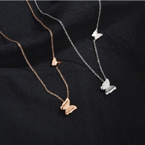 Trendy Butterfly Necklace New Style Jewelry Rose Gold Sliver Color 316L Stainless Steel Pendant Necklace For Girls Party Gifts