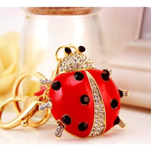 Fashion Jewelry Creative Water Drop Seven Star Ladybug Keychain Female Schoolbag Accessories Insect Keychain Metal Accessories