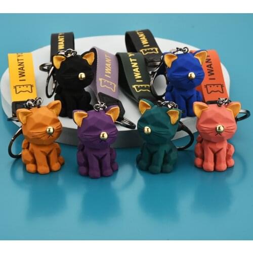 Cartoon Cute Nordic Kitten Keychain Doll Couple Car Key Chain Pendant Girl Backpack Ornament Gift