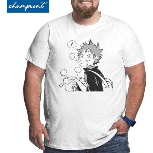 Men T-Shirt Haikyuu Hinata Eating Senpais Pork Buns Vintage Big Tall Tee Shirt O Neck Clothing Oversized 4XL 5XL 6XL T Shirt