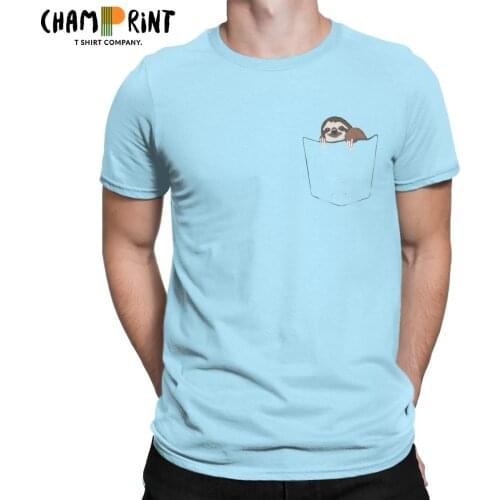 Sloth In A Pocket Animal T-Shirt Men Casual 100% Cotton Tees Crewneck Short Sleeve T Shirt Plus Size Clothes