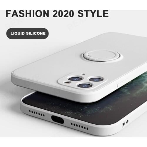 Liquid Silicone Soft Case for IPhone 11 12 Pro Max Case Car Holder Cover for IPhone XS Max XR X 7 8 Plus SE 2020 Case with Strap