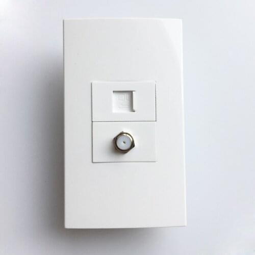 118mm Wall Outlet RJ45 Digital TV Slot For Network Television Plug Pure White Faceplate Worldwide Using