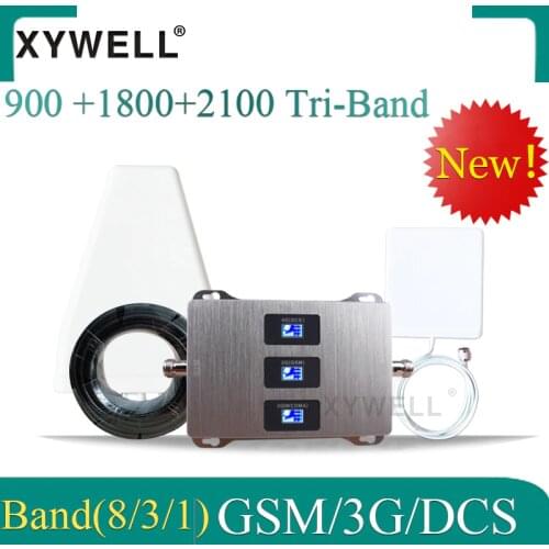 New!! 900 /1800/2100 Tri-Band 2G 3G 4G GSM Cell Phone Booster GSM DCS WCDMA Mobile Signal Amplifier LTE Cellular Repeater