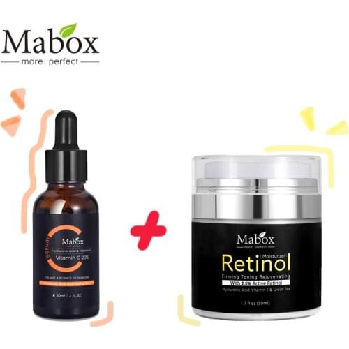Mabox Vitamin C Whitening Serum + Retinol 2.5% Moisturizer Face Cream,Anti Wrinkle Face Care Cosmetics