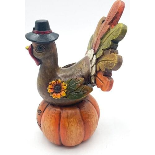 Resin Thanksgiving Pumpkin Turkey Statue Indoor Outdoor Collectible for Autumn Fall Harvest Lawn Patio Home Tabletop Decor Gift