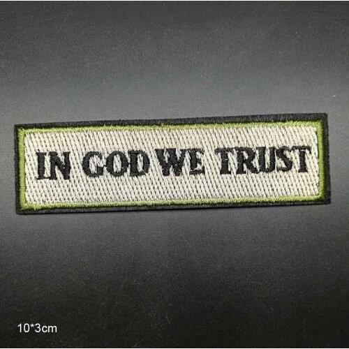 Full Embroidery Letters Trust In God Iron On Embroidered Clothes Patches For Clothing Stickers Garment Wholesale