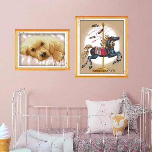 Amusement park Swing printed words Cross Stitch Kits pattern canvas Embroidery Needlework set Easy Cross-stitch 14CT dmc Fabric