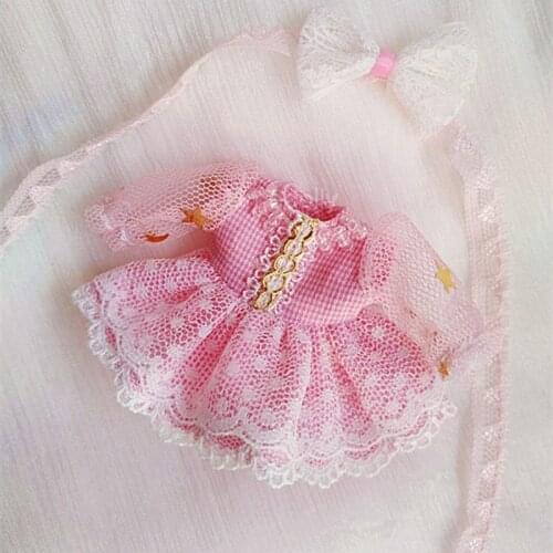 1 Set Lovely Star Pink Chiffon Dress for OB11, Obitsu 11, 1/12 BJD Doll Clothes Outfits Accessories