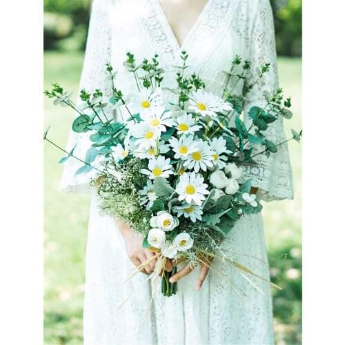 SESTHFAR Wedding Bouquet for Bride Accessories Bridal Bouquet Bridesmaids White Daisy Marriage Decoration