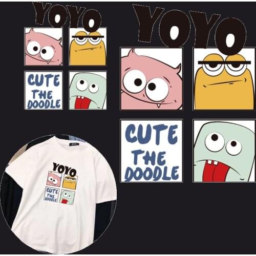 Iron on Animal Kawaii Potato Monster Patch Boy Girl Stickers Patches for Clothing T-shirt Heat Transfer Diy Accessory Appliques