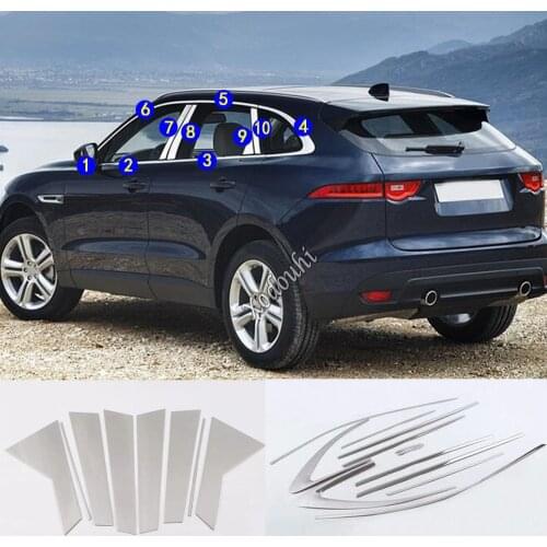 Car Stainless Steel Garnish Pillar Window Middle Strip Trim Frame Lamp Parts For Jaguar F-PACE F Pace 2016 2017 2018 2019 2020
