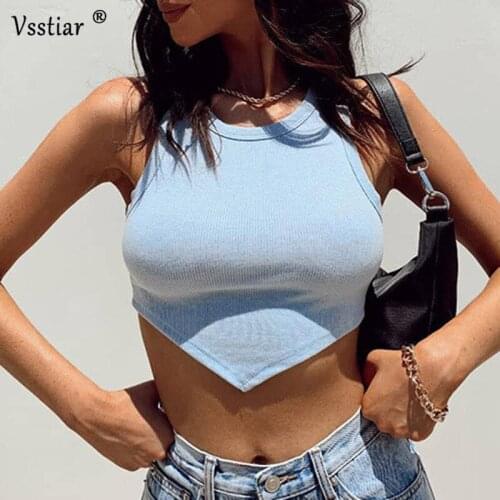 Vsstiar Sexy Corset Crop Top Women Ribbed Knit Vest Summer Sleeveless 2021Tank Tops