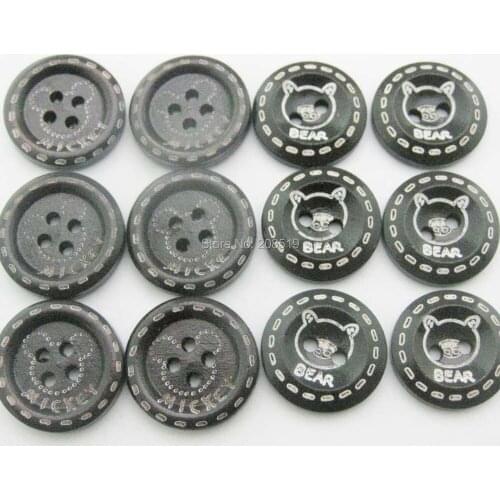 WBNKVN Dark Brown color engraved wood animal buttons for children clothes 100pcs handmade sewing accessories