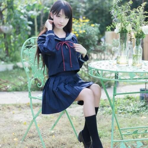 Japanese Korean Version JK Suit Woman School Uniform High School Sailor Navy Cosplay Costumes Student Girls Pleated Skirt