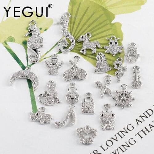 YEGUI M1003,jewelry accessories,diy pendants,rhodium plated,copper metal,zircons,charms,diy earrings,jewelry making,10pcs/lot