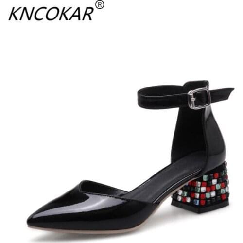 KNCOKAR Womens sandal womens shoes are sweet and shallow hollow and spring summer fashion womens top layer cowhide