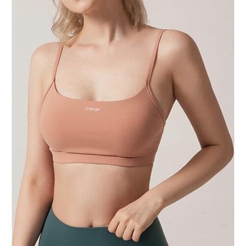 Pink Yoga Bra Quick Dry Breathable Gym Top For Women Naked feeling Removeable Support Padded Backless Fitness Sport Bras