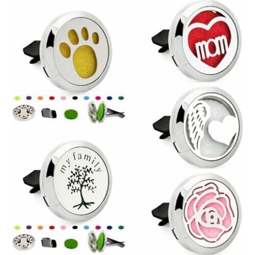 1PCS Mom Deer Paw Anchor Diffuser Locket Removable Vent Clip 30mm Magnetic Stainless Steel Perfume Lockets With 10p Random Pads