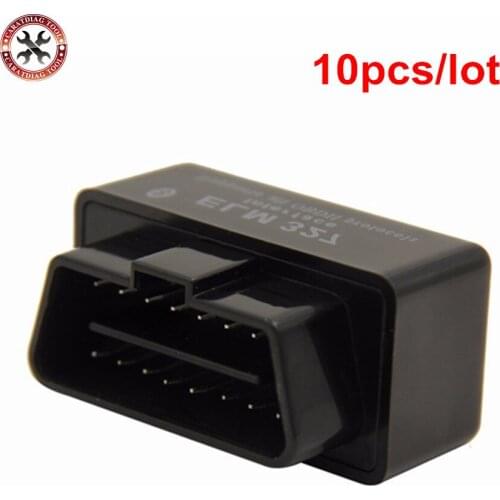 10pcs 2017 VSTM SUPER MINI ELM327 Bluetooth OBD2 V2.1 Black Smart Car Diagnostic Interface Works ON Android/PC Free Shipping