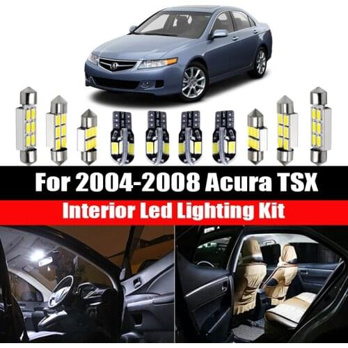 10Pcs White Canbus LED Lamp Car Bulbs Interior Package Kit For 2004-2006 2007 2008 Acura TSX Map Dome Trunk Plate Light