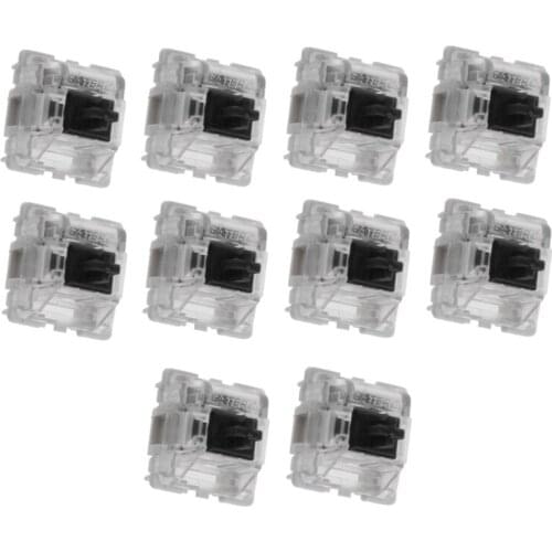 10Pcs/pack Gateron SMD Black Switches Mechanical Keyboard 3pins Gateron MX Switches Transparent Case fit GK61 GK64 GH60
