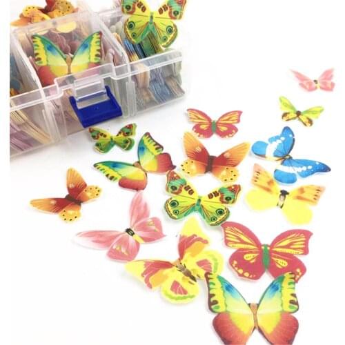 100 Pieces Butterfly Flower Shape Cake Baking Decoration Glutinous Edible Rice Paper Wafer Dessert Toppers Birthday Party 2021