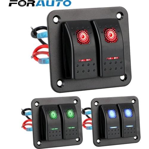 12-24V 2 Gang Rocker Switch Panel LED Switch Panel Circuit Breaker for Car Marine Camper Caravans Travel Trailer Waterproof