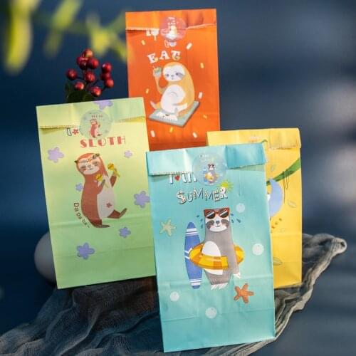 12Sets Cute Swimming Sloth Cartoon Gift Envelopes Birthday Party Invitation Envelope DIY Packaging Bags Stationery Supplies