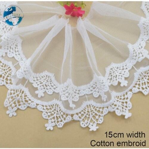 17cm double layer cotton embroidery lace french lace ribbon fabric guipure diy trims warp knitting sewing Accessories#3004