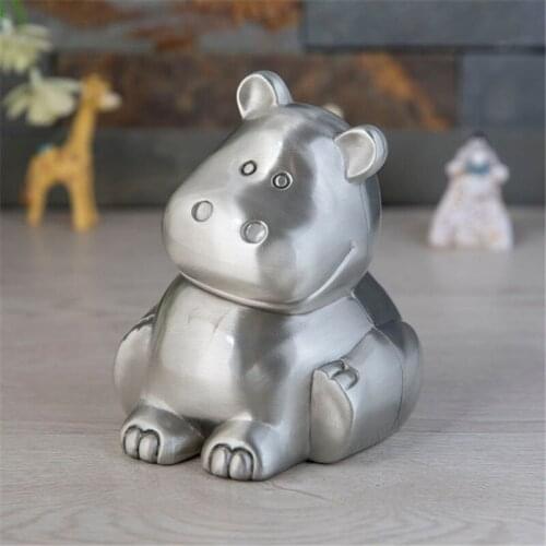 2021 Fashion Cute Hippo Coin Money Piggy Bank Metal Animal Money Banks For Childrens Gifts Home Decoration Ornaments