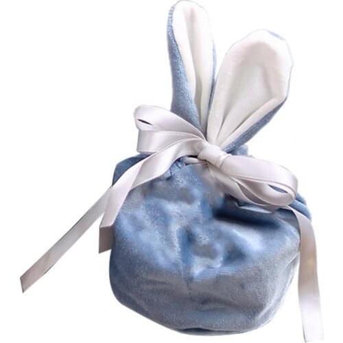 2021 Easter Party Storage Holder Bunny Ears Design Decorative Velvet Bag Easter Gift Bag For Easter Candy Cookie Packaging Bag