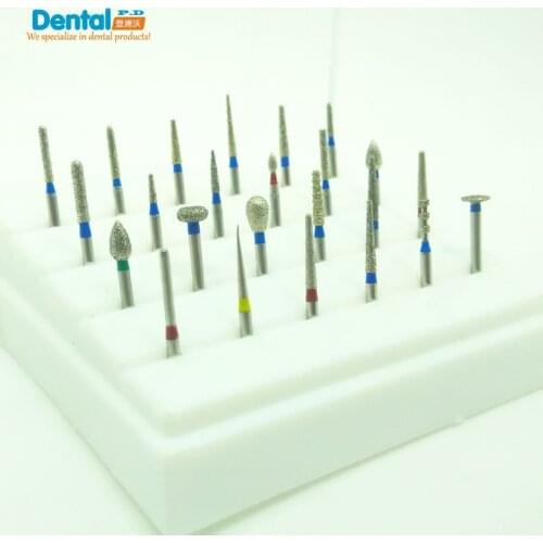 24Pcs FG1.6 New Dental Diamond Burs Set For Porcelain Shouldered Abutment Polishing Lab Equipment For High Speed Handpiece