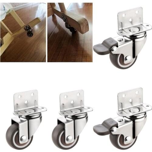 4pcs Heavy duty casters 20kg Mute swivel wheels for moving furniture chair crib cabinet workbench Soft rubber universal castor