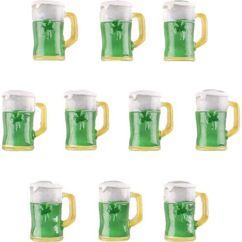 50pcs Shamrocks Beer Mug Resin Scrapbooking Hair Bow Clip Center Crafts Embellishment Charms Cabachons