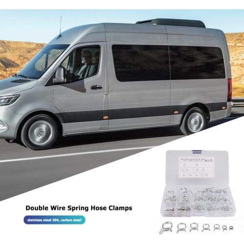 70pcs Assorted Double Wire Spring Hose Clamps Fuel Line Hose Tube Clips 6-18mm 7 Sizes