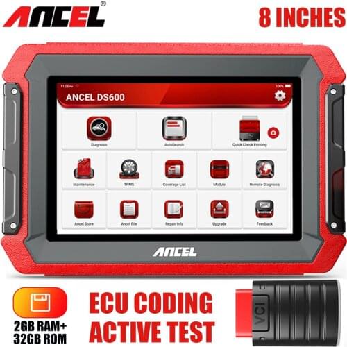 ANCEL DS600 TPMS ECU Coding OBD2 Automotive Scanner Full System Active Test Oil DPF AF Adjust OBD 2 Diagnostic Auto Professional