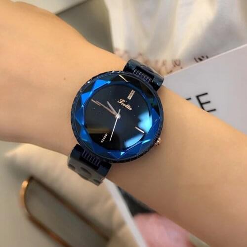 Luxury Brand Blue Women Dress Watches Ladies Quartz Stainless Steel Band Casual Purple Bracelet Wristwatch Shining Reloj Mujer