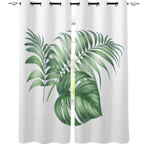 Tropical Palm Leaves Plant Decoration Windows Curtains For Living Room Bedroom Decorative Kitchen Curtains Drapes Treatments