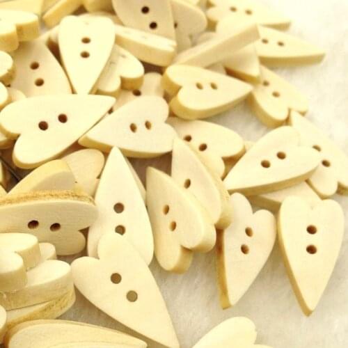 10/50/100pcs 11*22mm Heart Style Wood Buttons 2Holes Sewing Crafts Accessories WB95