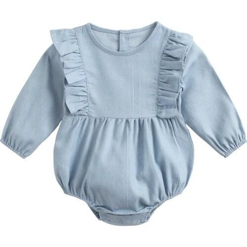 Baby Girls Rompers Spring Cute Denim Romper Cotton Long Sleeve Jumpsuit Outfits Newborn Infant Clothes Roupa Bebe Baby Jumpsuit