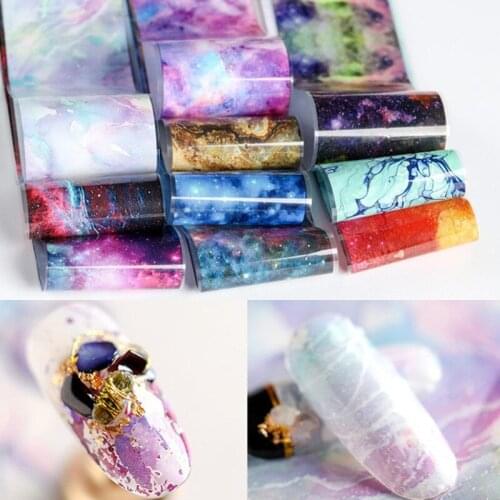 Nail Foils Marble Flower Series Holo Nail Art Transfer Sticker Paper Slider Nail Water Decal Design Manicures Decorations