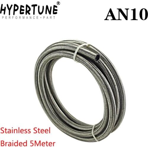 Hypertune - AN10 10AN (14.2MM / 9/16" ID) STAINLESS STEEL BRAIDED FUEL OIL LINE WATER HOSE 5 METER HT7114