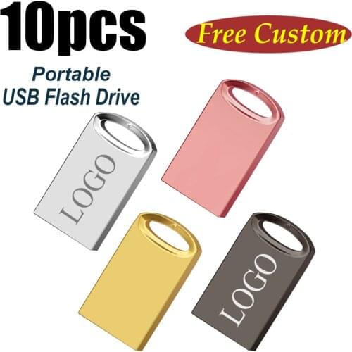 Customized LOGO mini usb flash drive 1gb 2gb 4gb 8gb 16gb 32gb 64gb 128gb 10PCS metal usb 2.0 3.0 flash disk