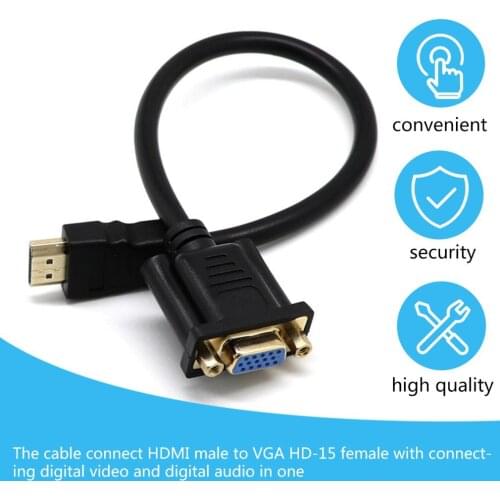 0.3m HDMI-compatible VGA Converter Cable For PC Laptop Tablet High Resolution Adapter Portable Electronics Accessories