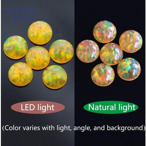 Round Shape Cabochon Opal Flat Back FI09 Beads Synthetic Gemstones For Jewelry Making DIY 3.0mm~7.0mm Free Shipping
