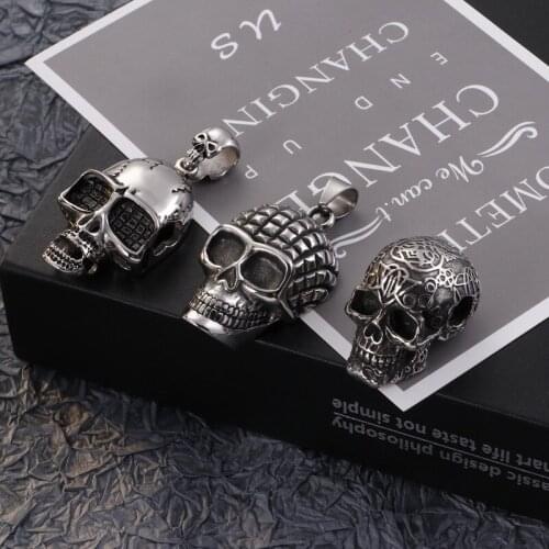 Hip-hop trendy stainless steel skull mens pendant