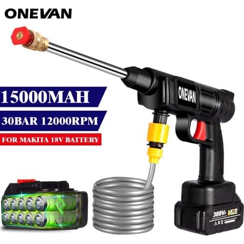 30Bar 18V Cordless Electric High Pressure Washer Rechargeable Auto Car Washing Spray Gun Water Gun for Makita 18V Battery
