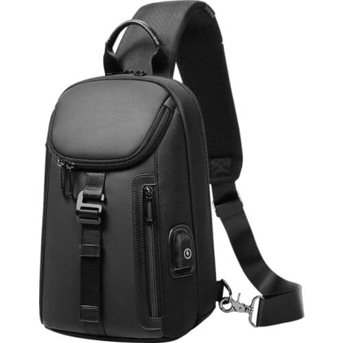 OZUKO Chest Bag Male SIngle Shoulder Bag Multifunction Waterproof Backpack USB Charging Chest Pack Messengers Outdoor Bag New